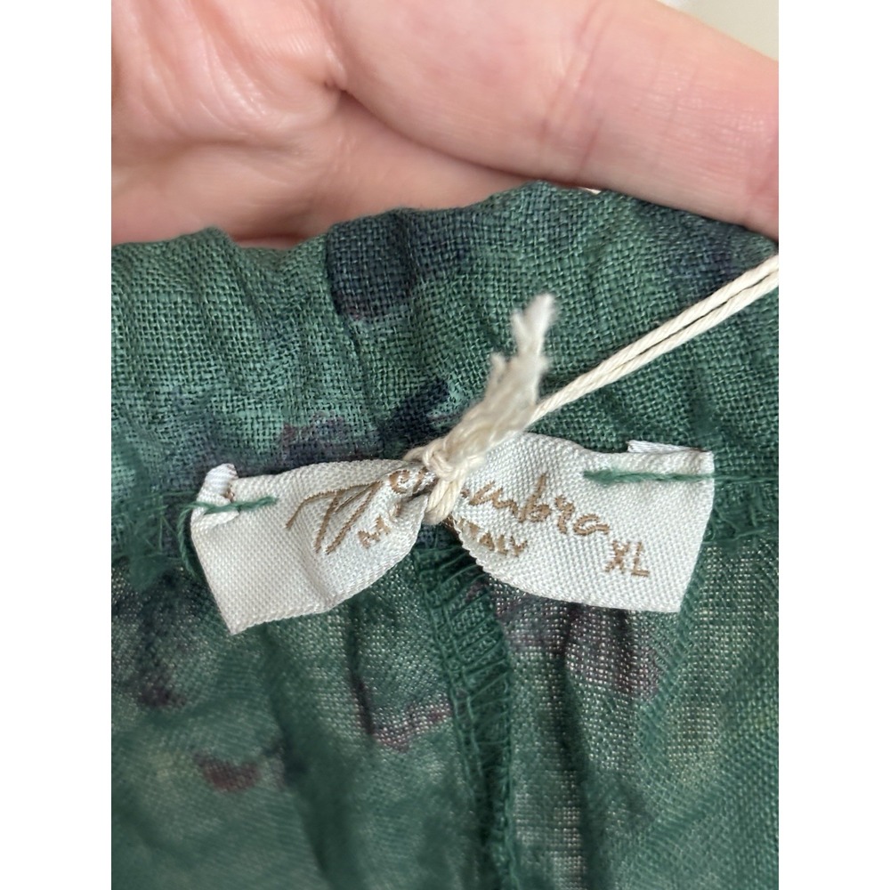 NWT Bellambra Dress XL Watercolor Green 100% Linen Made in Italy Coastal Cottage - Picture 3 of 7